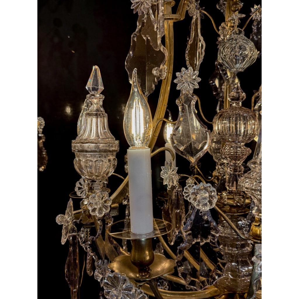 Lustre Français d’Époque Louis XV en Bronze Doré et Cristal Taillé vers 1760-1780 5