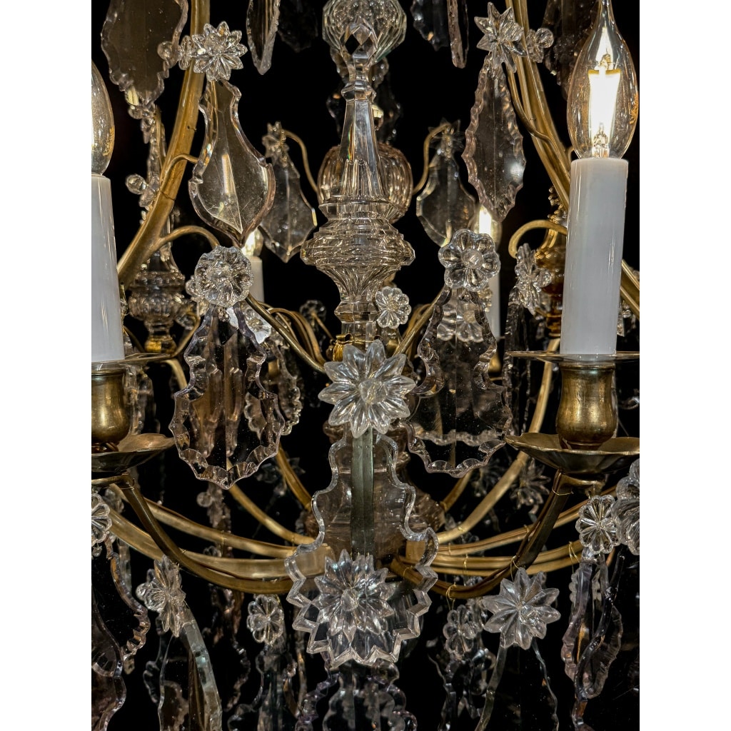 Lustre Français d’Époque Louis XV en Bronze Doré et Cristal Taillé vers 1760-1780 6