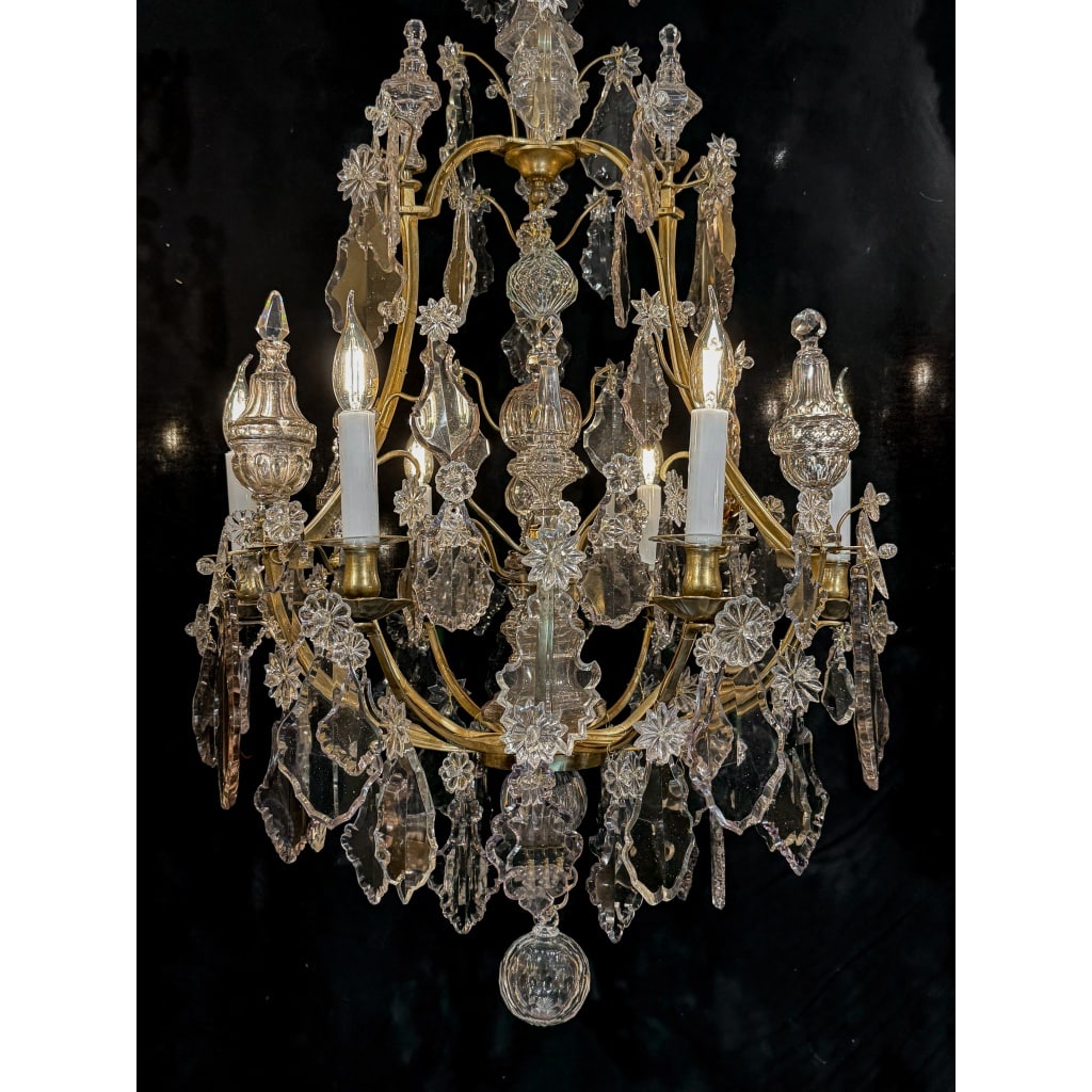 Lustre Français d’Époque Louis XV en Bronze Doré et Cristal Taillé vers 1760-1780 7