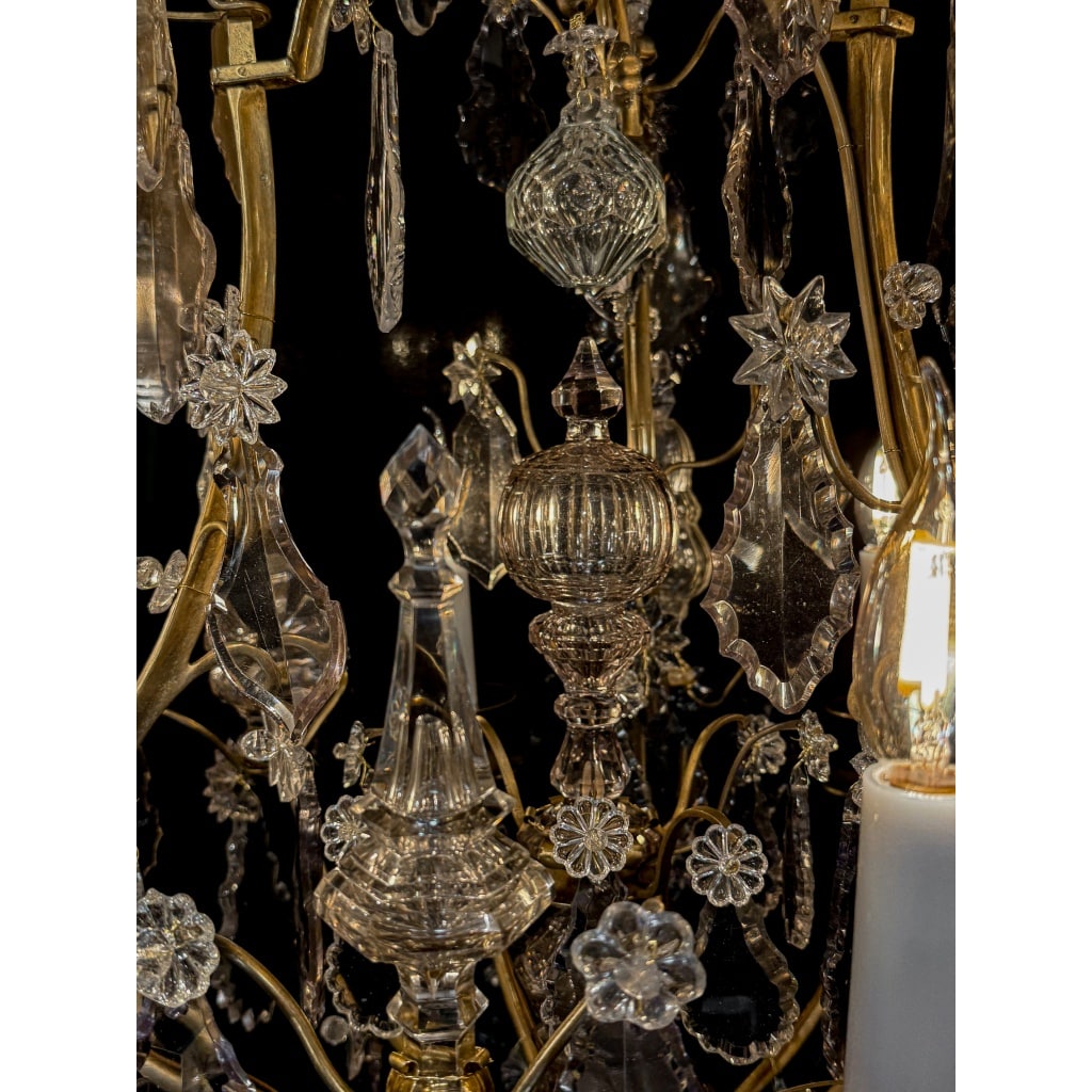 Lustre Français d’Époque Louis XV en Bronze Doré et Cristal Taillé vers 1760-1780 8