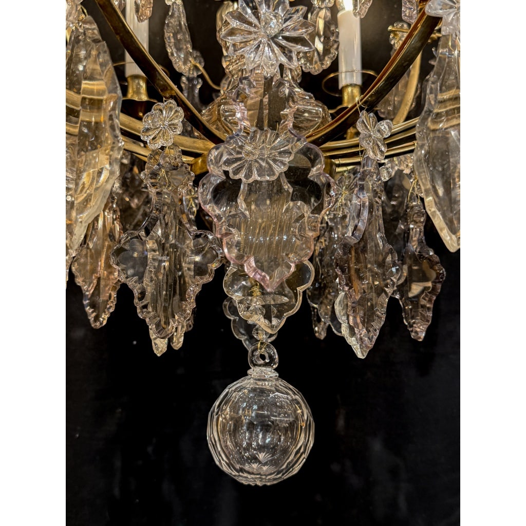 Lustre Français d’Époque Louis XV en Bronze Doré et Cristal Taillé vers 1760-1780 11