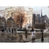 STEIN Georges Paris Animation à Notre Dame depuis les quais Huile Sur Toile Signée Certificat d’authenticité 25