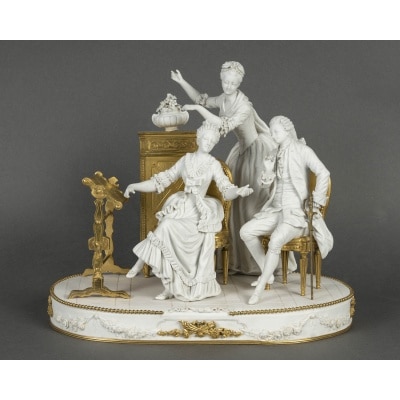 Groupe en biscuit et bronze doré, Sèvres XIXᵉ siècle