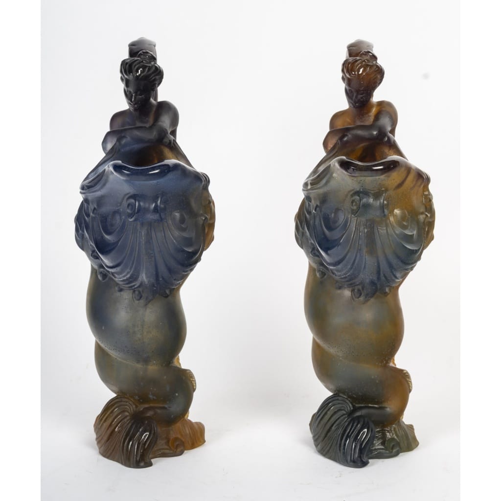 Paire d’aiguières en pâte de verre signées Daum France – Art Nouveau 3