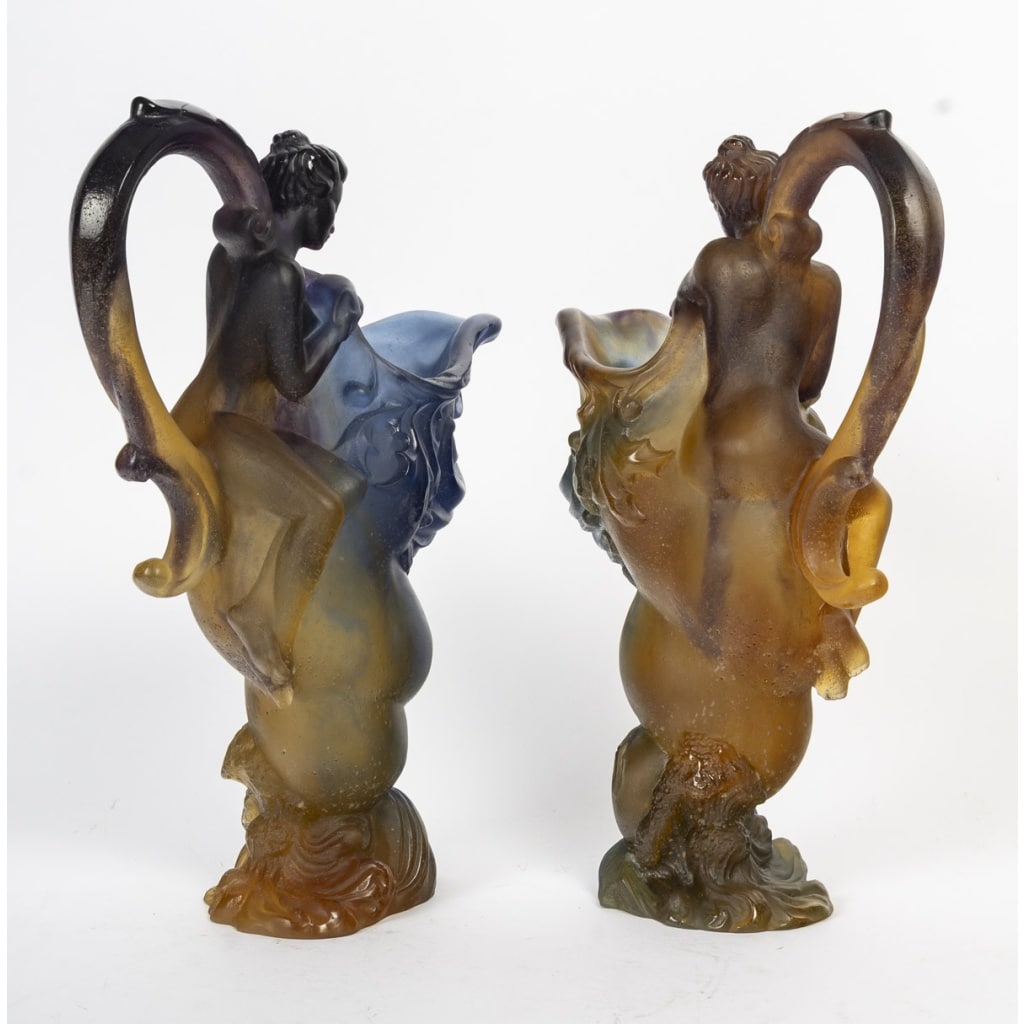 Paire d’aiguières en pâte de verre signées Daum France – Art Nouveau 9