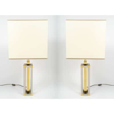 Paire de lampes des années 70 dans le goût de Willy RIZZO