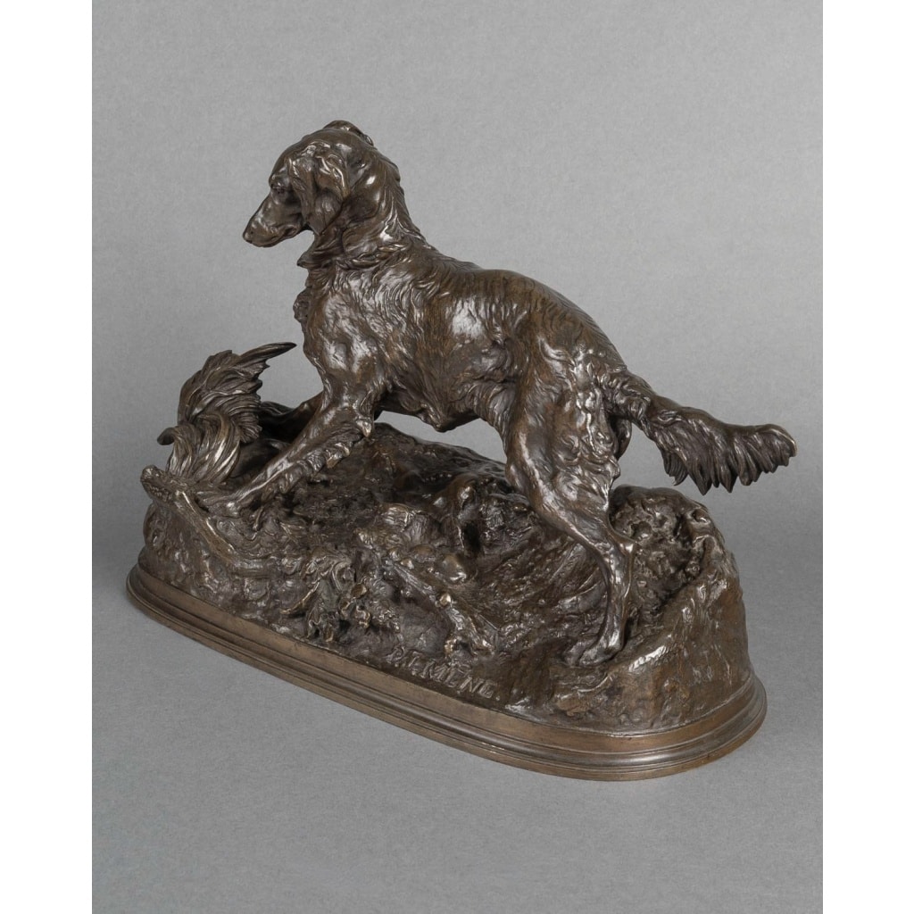 Sculpture – Chien À L’ Arrêt , Pierre – Jules Mêne (1810-1879) – Bronze 4
