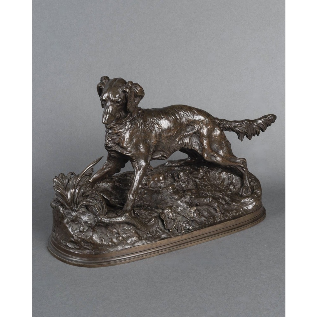 Sculpture – Chien À L’ Arrêt , Pierre – Jules Mêne (1810-1879) – Bronze 3