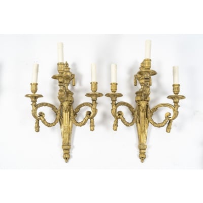 Paire d’appliques d’époque Louis XVI d’aprés Delafosse.XVIIIème siècle.