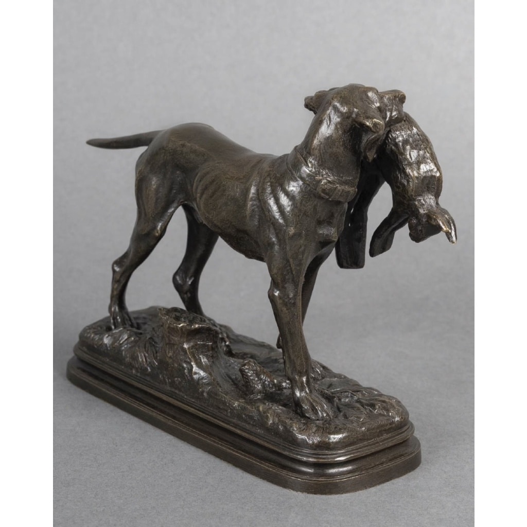 Sculpture – Chien Setter Au Lièvre , Alfred Dubucand (1828 – 1894) – Bronze 5