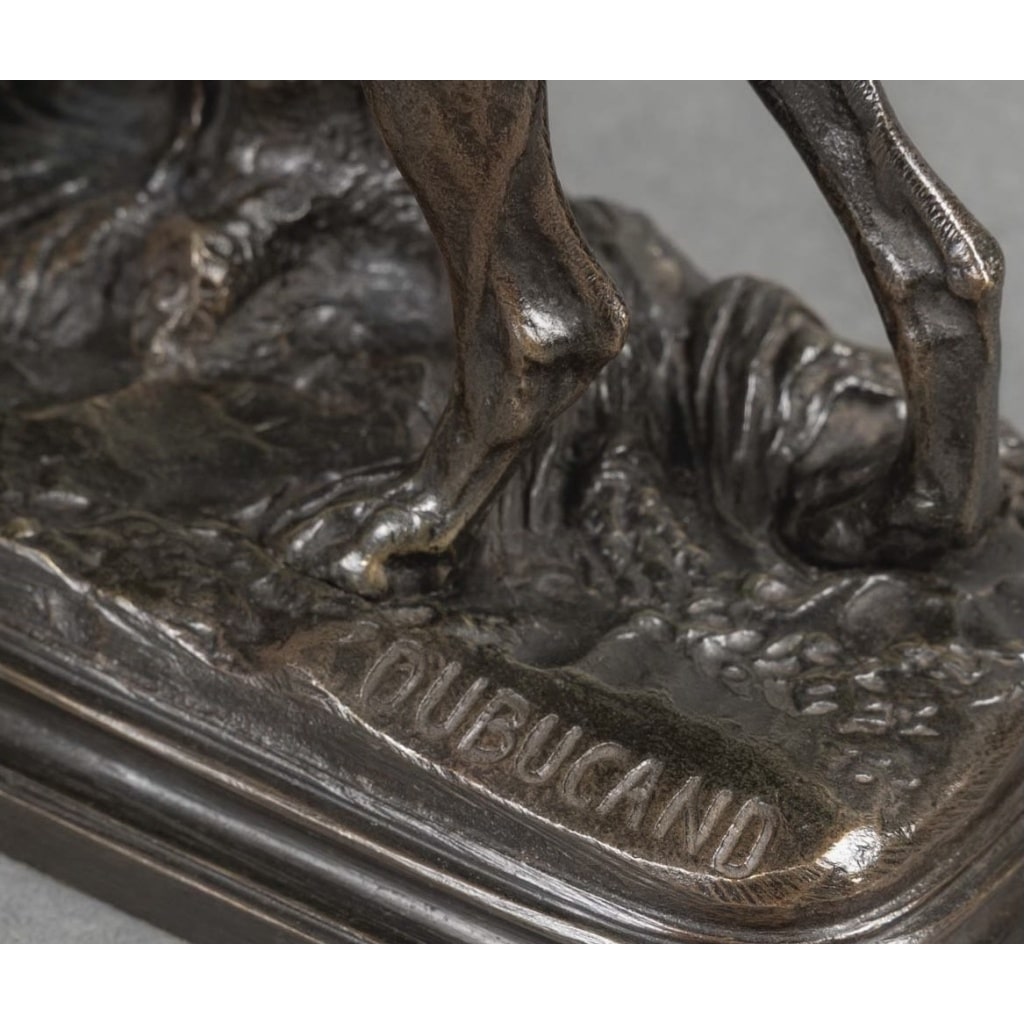 Sculpture – Chien Setter Au Lièvre , Alfred Dubucand (1828 – 1894) – Bronze 10