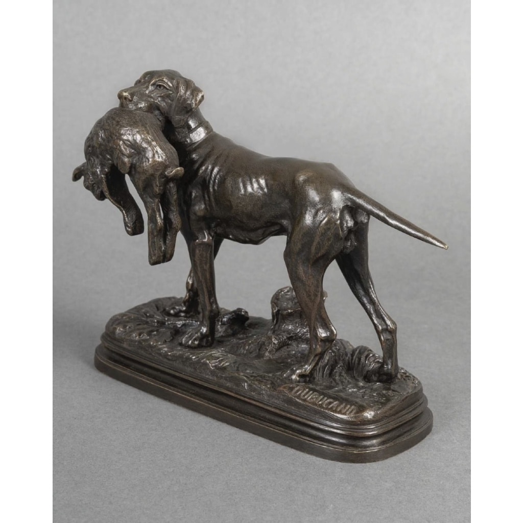 Sculpture – Chien Setter Au Lièvre , Alfred Dubucand (1828 – 1894) – Bronze 3