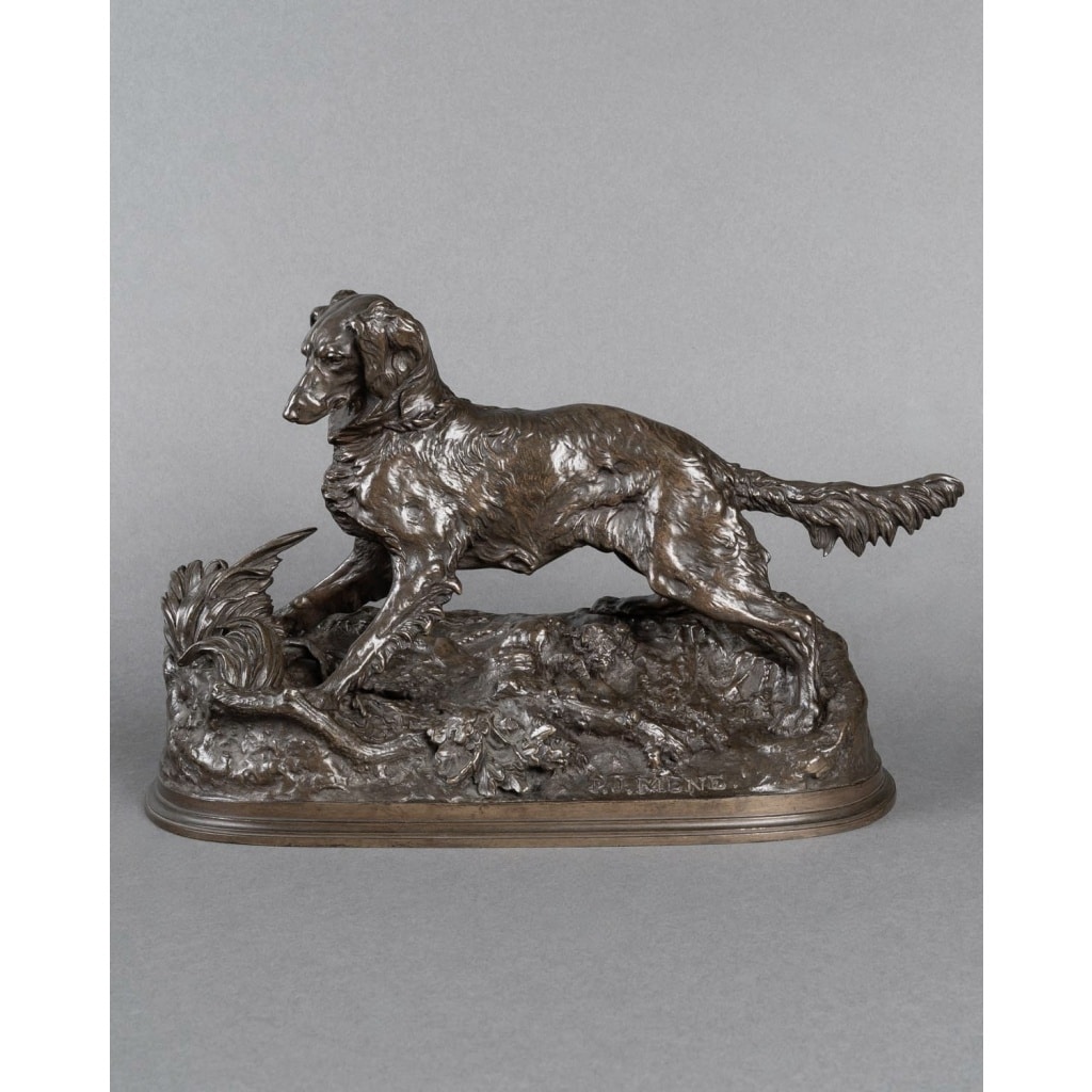 Sculpture – Chien À L’ Arrêt , Pierre – Jules Mêne (1810-1879) – Bronze 2