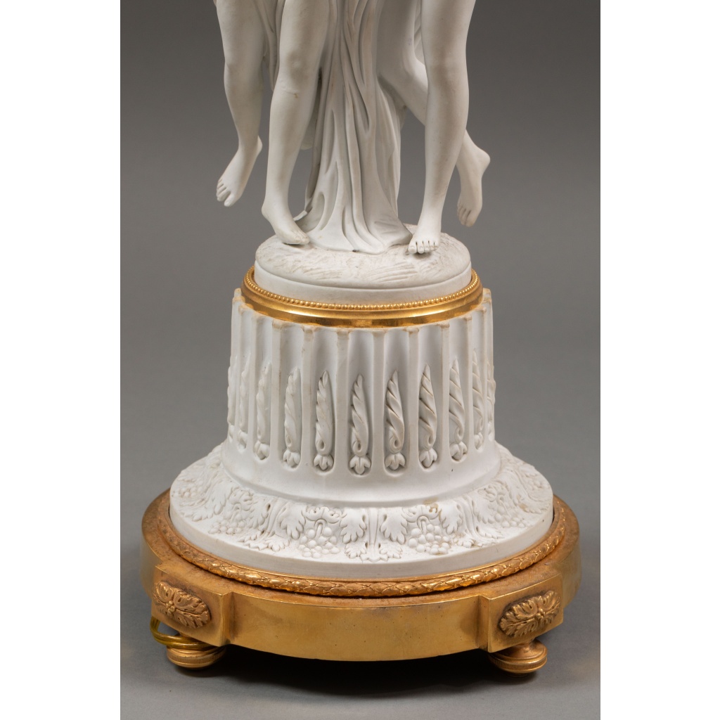 Importante garniture de trois pièces en biscuit et bronze doré, XIXᵉ siècle 13