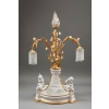 Importante garniture de trois pièces en biscuit et bronze doré, XIXᵉ siècle 19