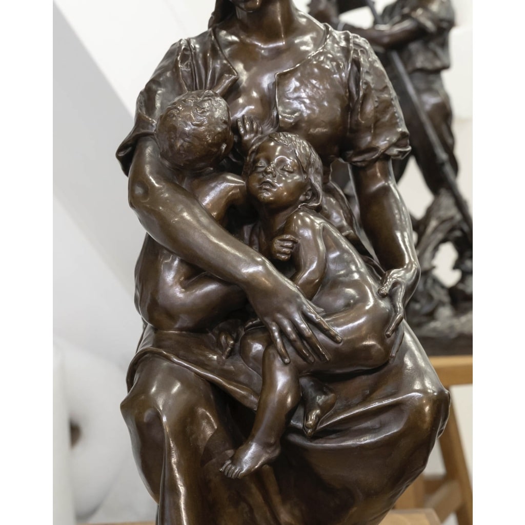 Sculpture – La Maternité , Paul Dubois (1829-1905) – Bronze 6