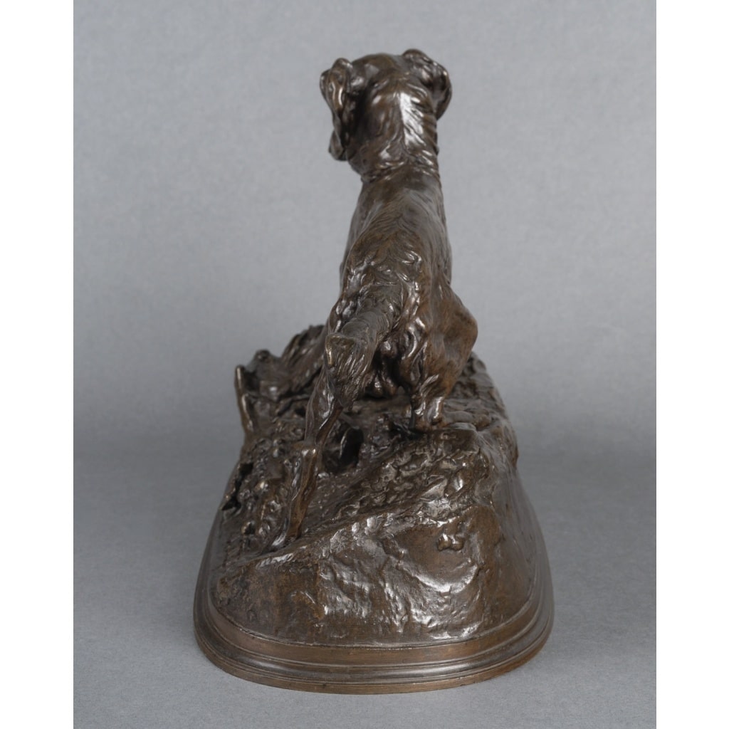 Sculpture – Chien À L’ Arrêt , Pierre – Jules Mêne (1810-1879) – Bronze 7
