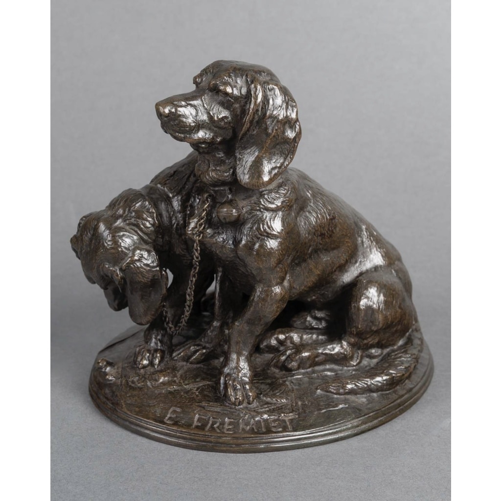 Sculpture – Groupe De Bassets , Ravageot Et Ravageode , Emmanuel Frémiet (1824 -1910) – Bronze 3
