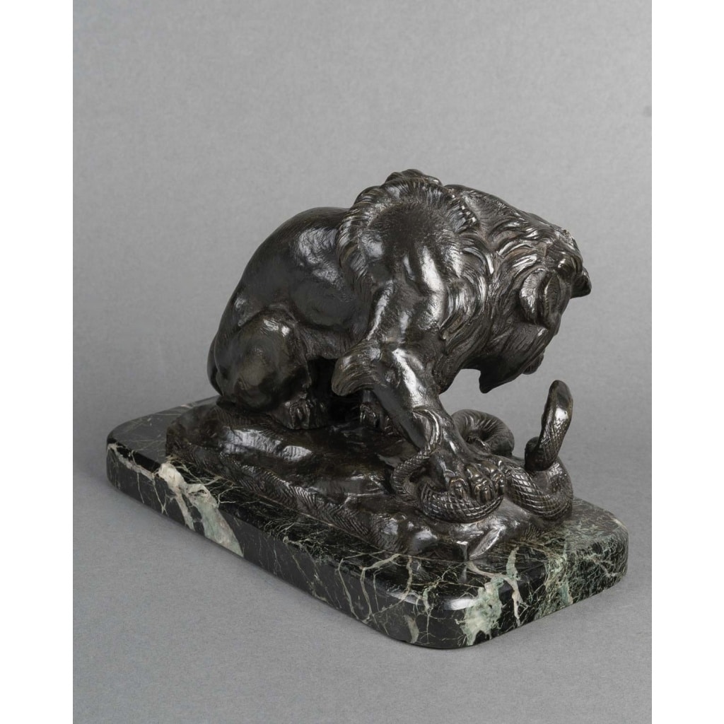 Sculpture – Le Lion Au Serpent , Antoine – Louis Barye (1795-1875) – Bronze 8
