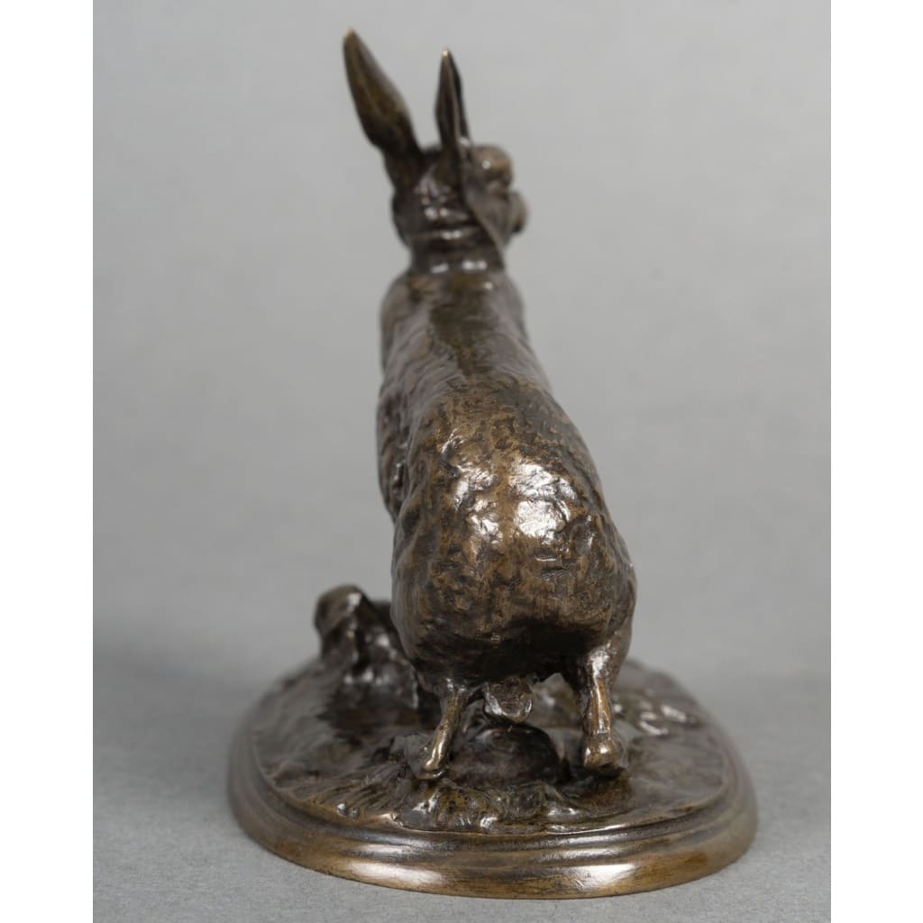 Sculpture – Lièvre Au Repos , Pierre – Jules Mêne (1810-1879) – Bronze 10