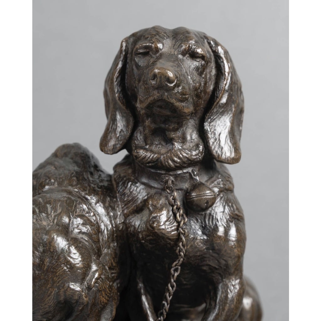 Sculpture – Groupe De Bassets , Ravageot Et Ravageode , Emmanuel Frémiet (1824 -1910) – Bronze 4