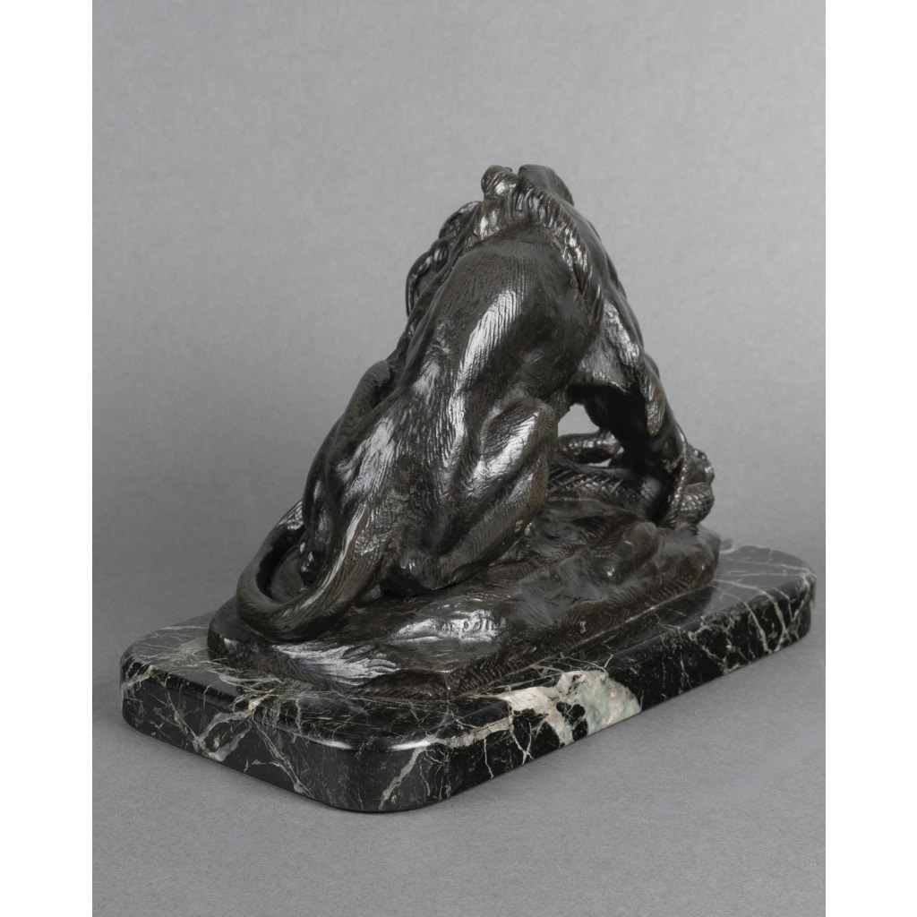 Sculpture – Le Lion Au Serpent , Antoine – Louis Barye (1795-1875) – Bronze 9
