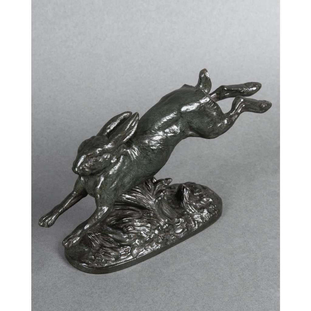 Sculpture – Le Lièvre Courant , Alfred Barye (1839-1882) – Bronze 8