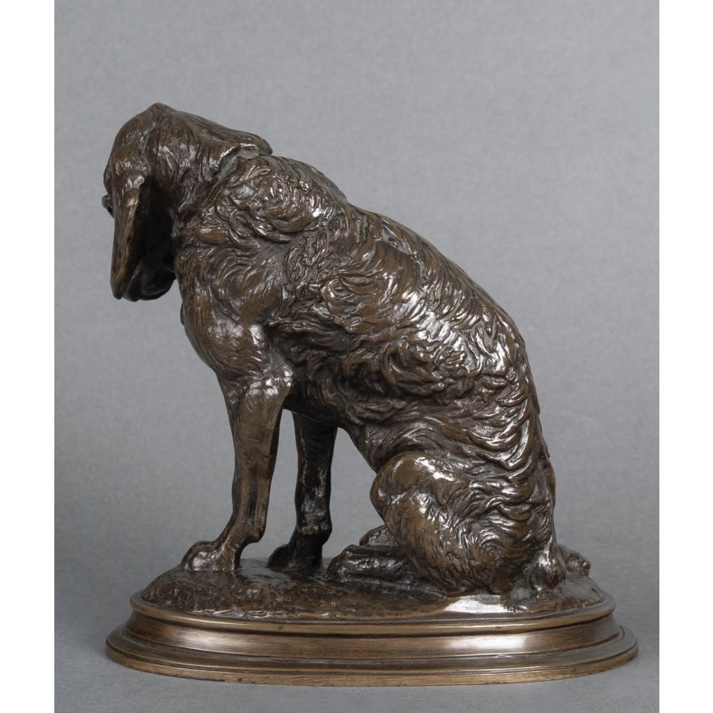 Sculpture – Épagneul Assis , Emmanuel Frémiet (1824-1910) – Bronze 7