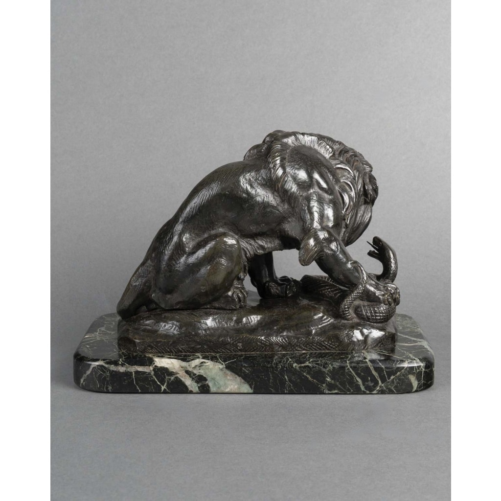 Sculpture – Le Lion Au Serpent , Antoine – Louis Barye (1795-1875) – Bronze 6