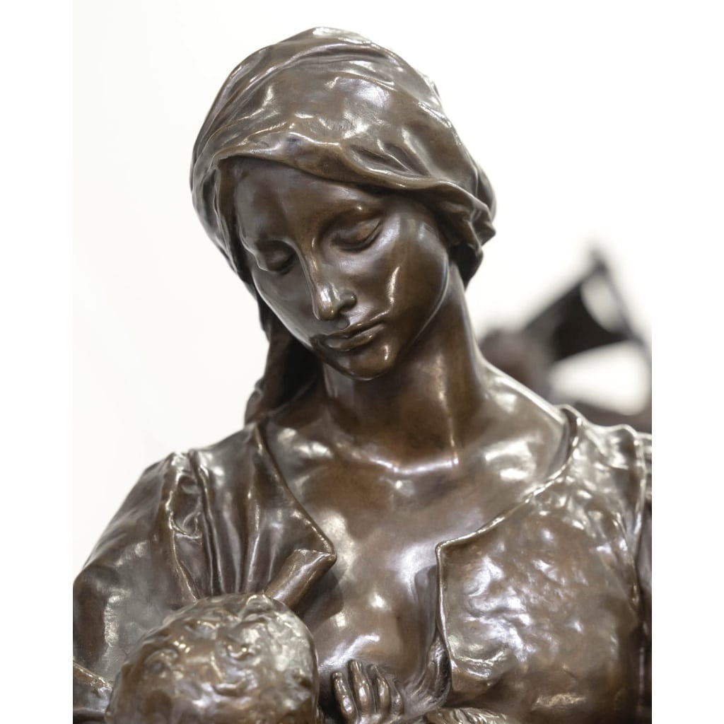 Sculpture – La Maternité , Paul Dubois (1829-1905) – Bronze 5