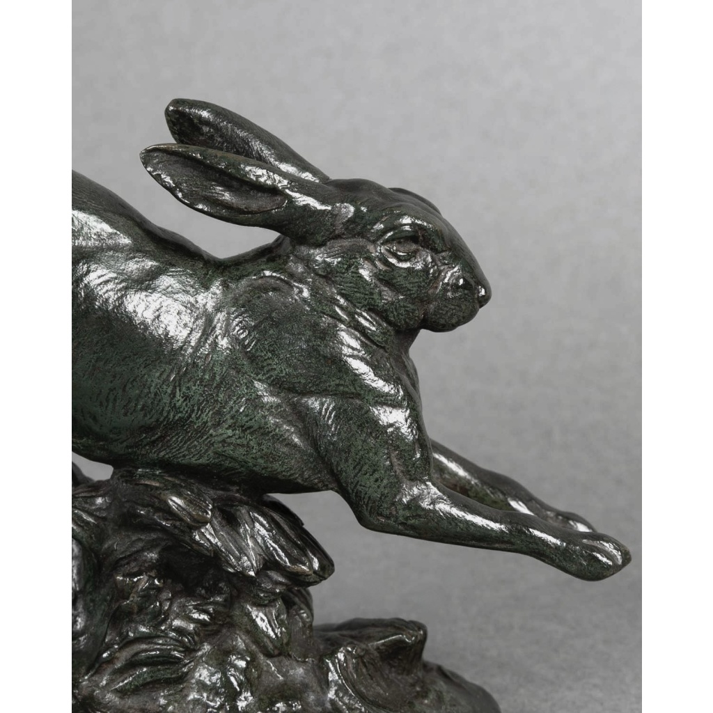 Sculpture – Le Lièvre Courant , Alfred Barye (1839-1882) – Bronze 7