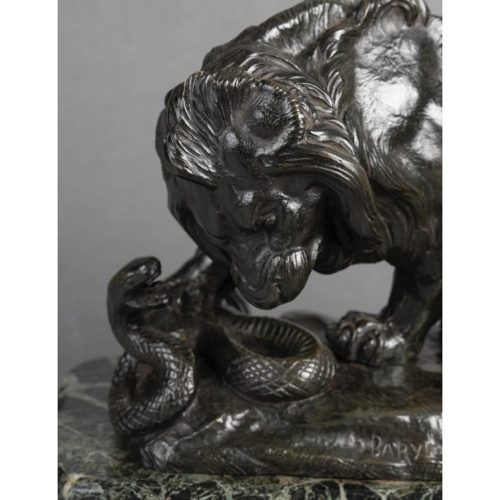 Sculpture – Le Lion Au Serpent , Antoine – Louis Barye (1795-1875) – Bronze 5