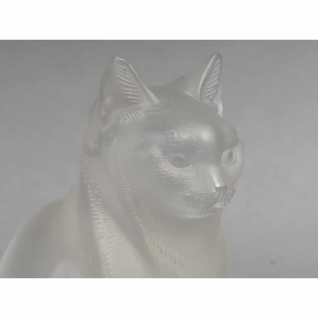 LALIQUE – Chat assis en cristal XXe – signé Lalique France 3