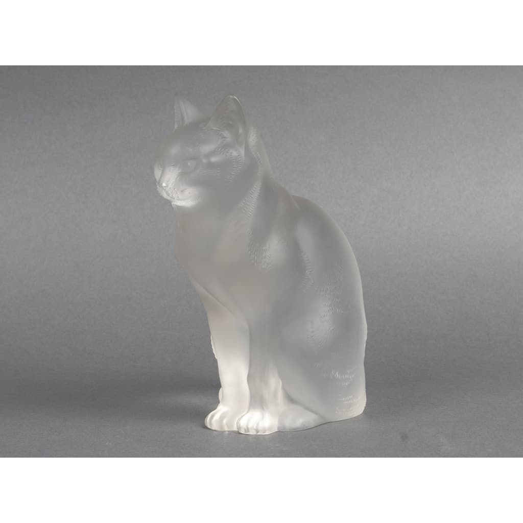 LALIQUE – Chat assis en cristal XXe – signé Lalique France 8