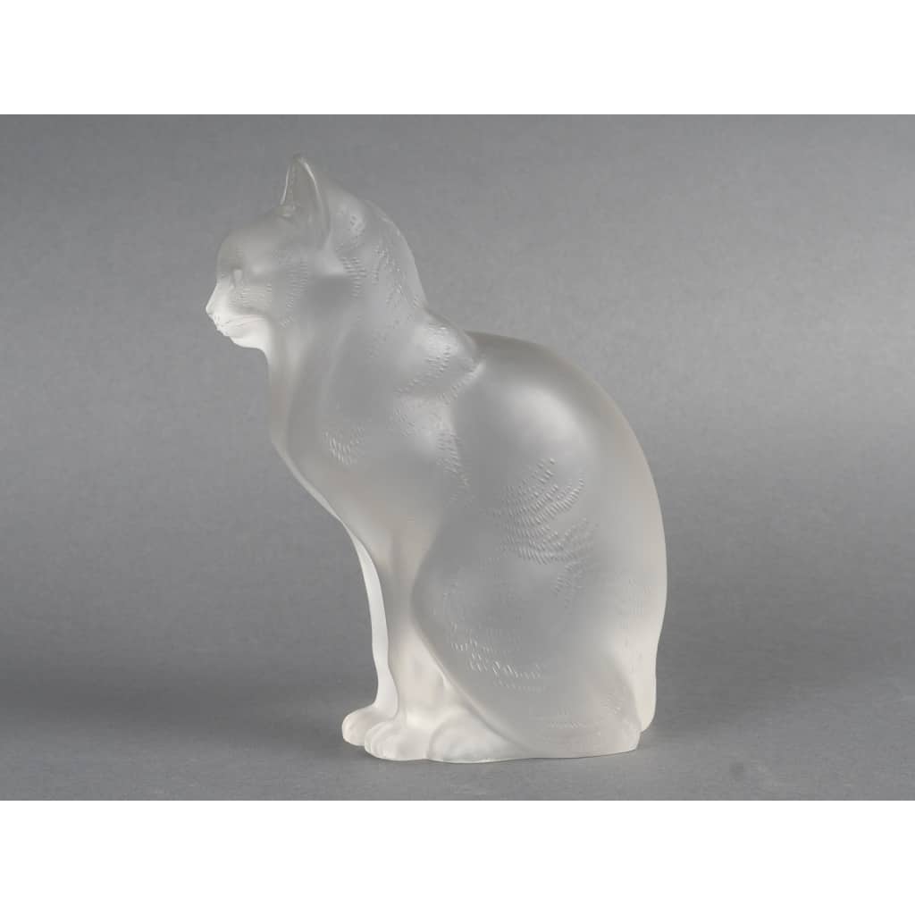 LALIQUE – Chat assis en cristal XXe – signé Lalique France 9