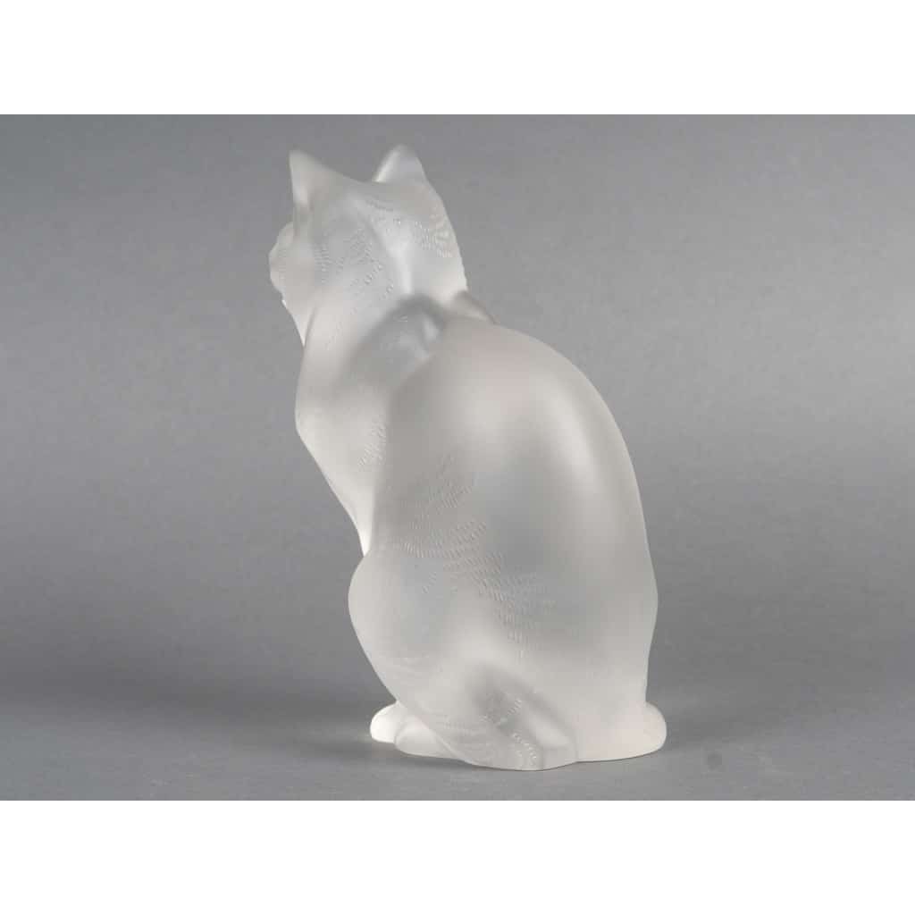 LALIQUE – Chat assis en cristal XXe – signé Lalique France 10