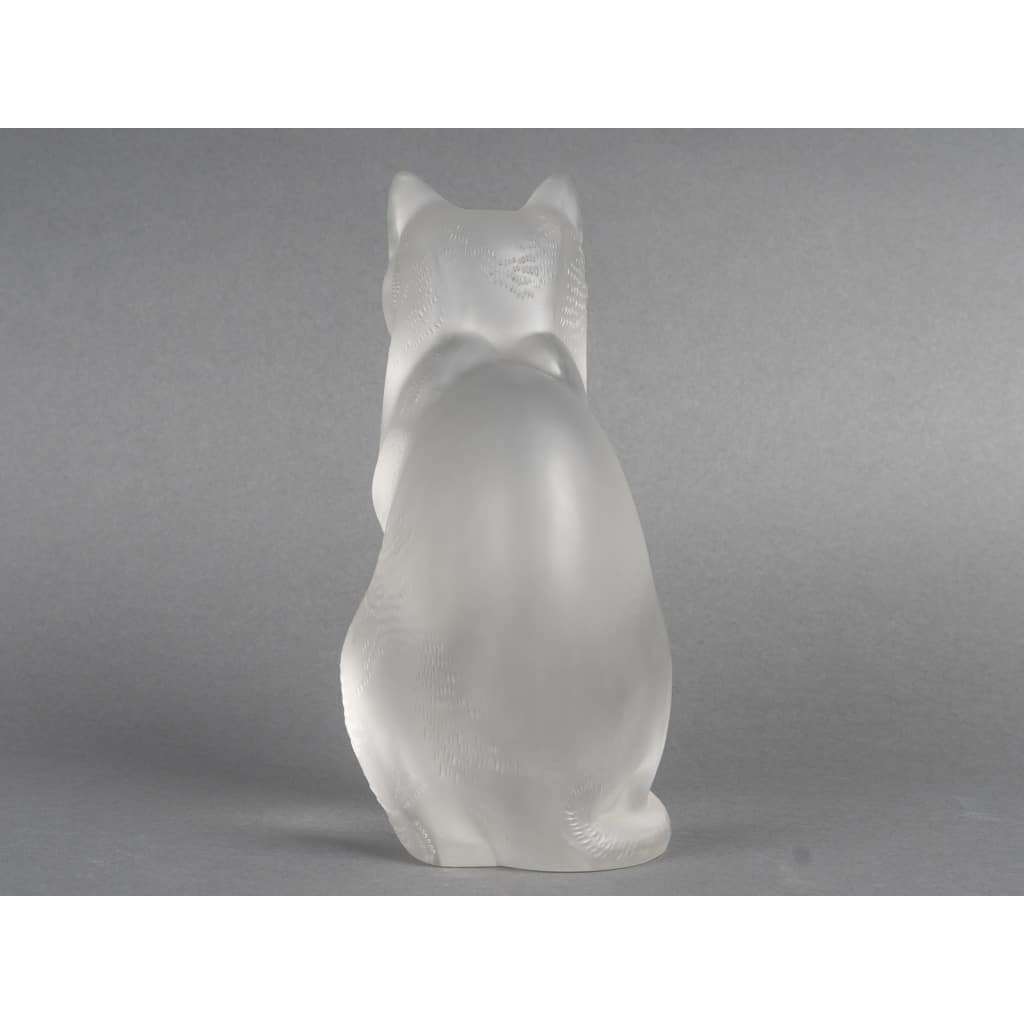 LALIQUE – Chat assis en cristal XXe – signé Lalique France 12