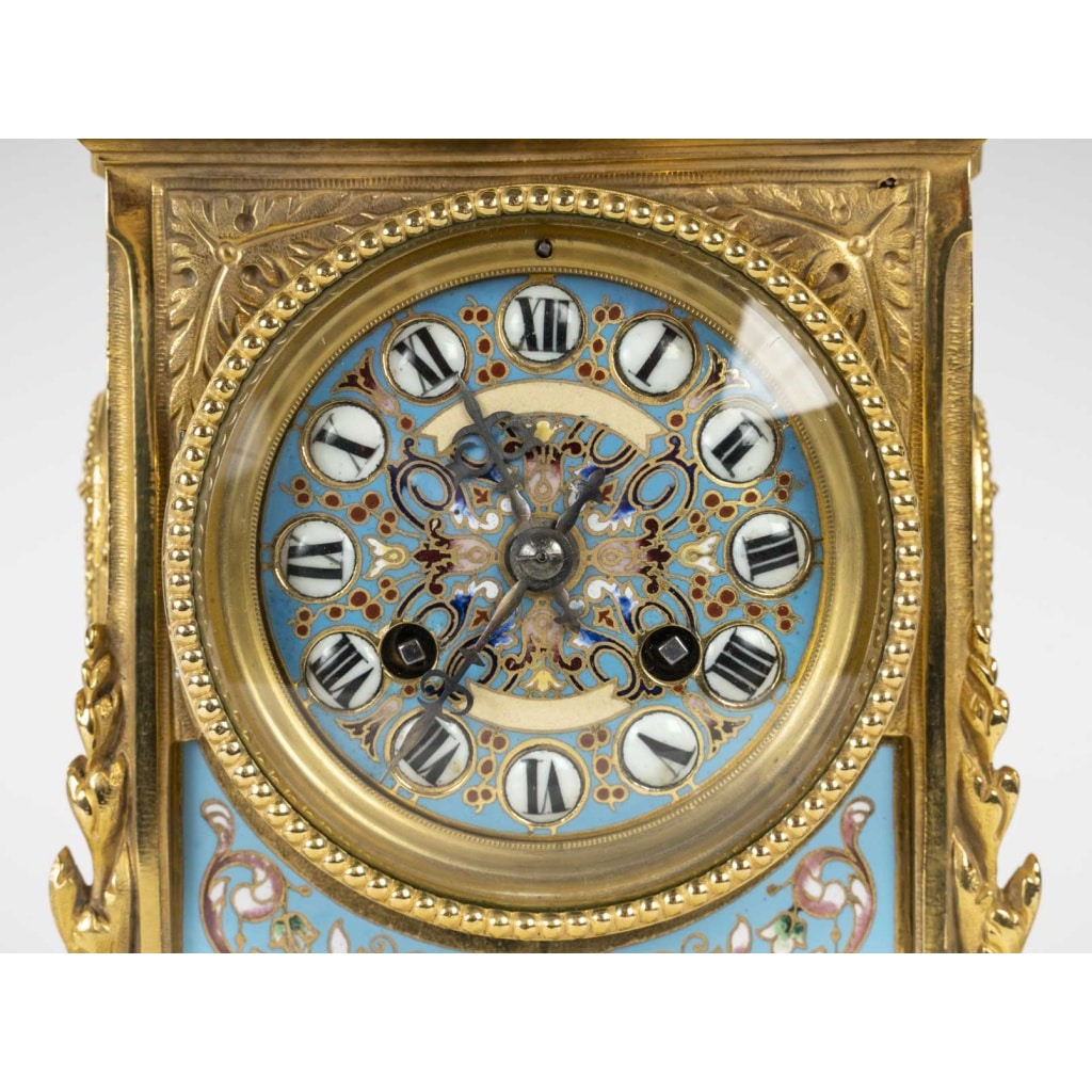 Une Garniture De Cheminée En Bronze Doré Et émail Cloisonné, Fin XIXème Siècle 12