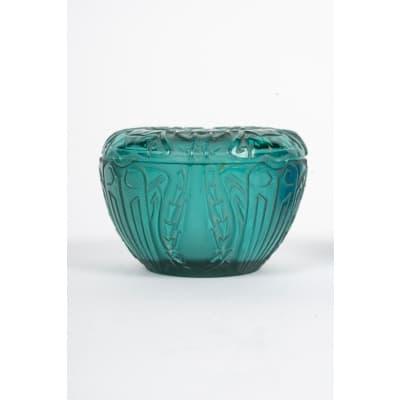 Boîte « Quatre Scarabées » verre vert de René LALIQUE