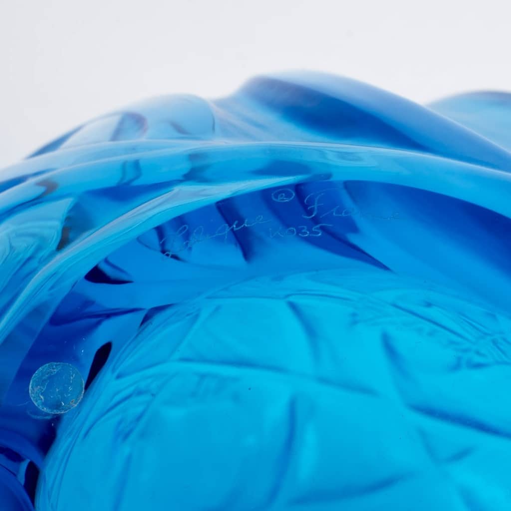 Vase « Sauterelles » cristal bleu électrique de LALIQUE 8 Vase « Sauterelles » cristal bleu électrique de LALIQUE 8