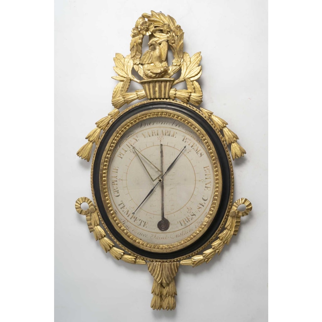 Baromètre en bois sculpté selon Torricelli, d’époque Louis XVI (1774-1793). XVIIIème siècle. 2