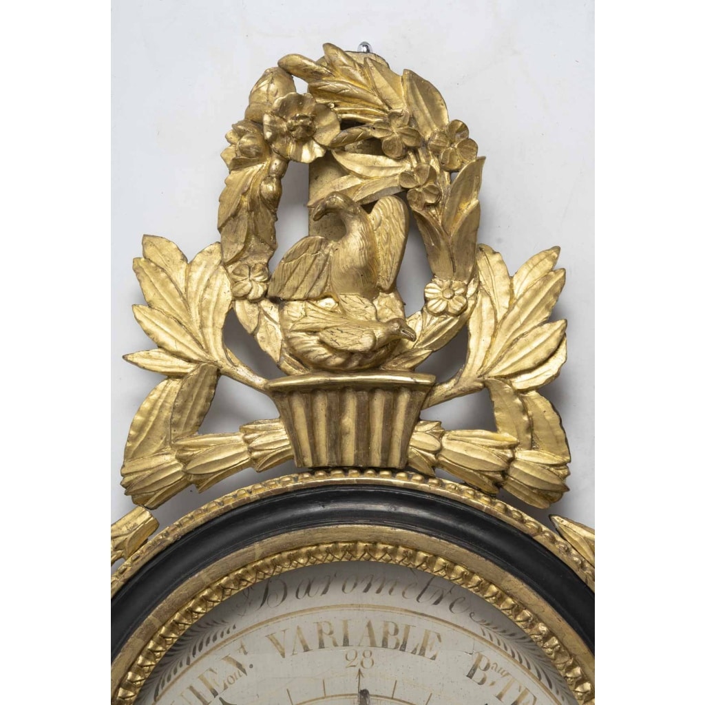 Baromètre en bois sculpté selon Torricelli, d’époque Louis XVI (1774-1793). XVIIIème siècle. 5