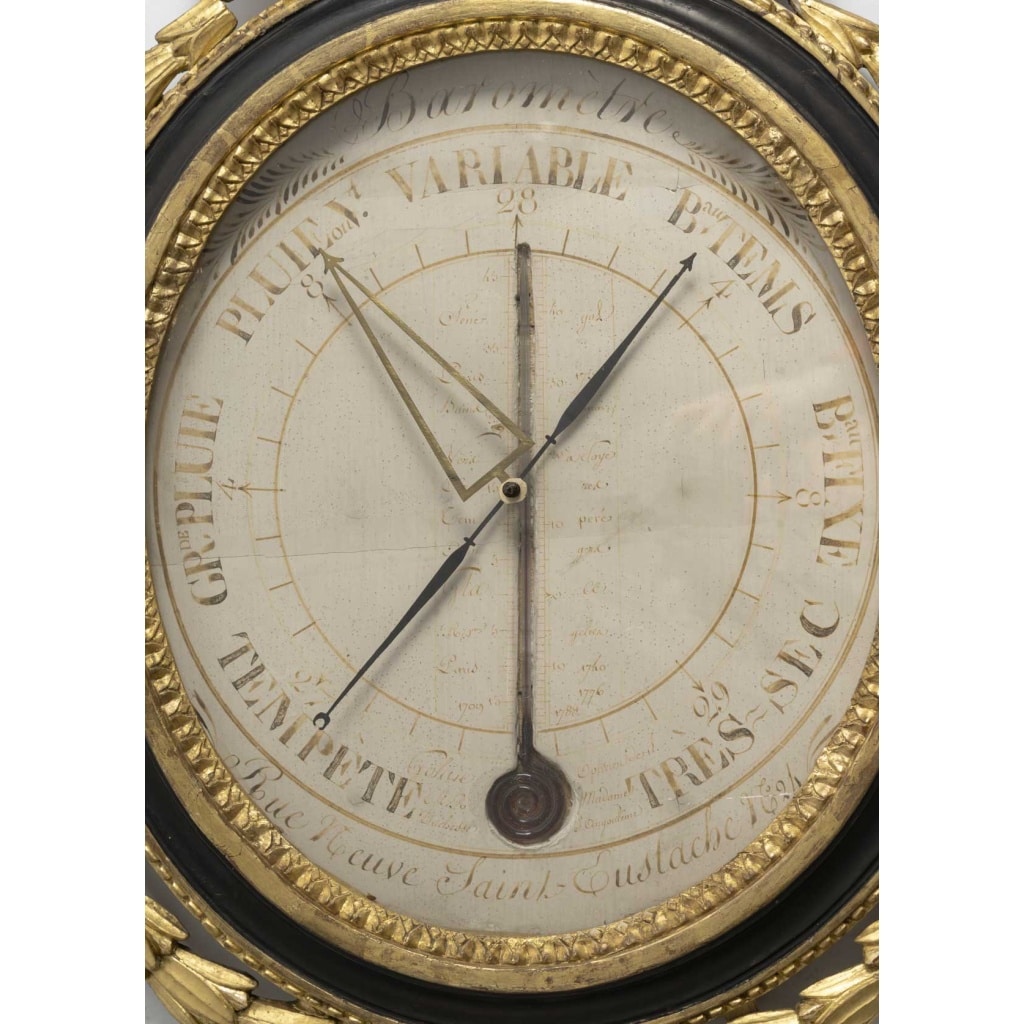 Baromètre en bois sculpté selon Torricelli, d’époque Louis XVI (1774-1793). XVIIIème siècle. 4