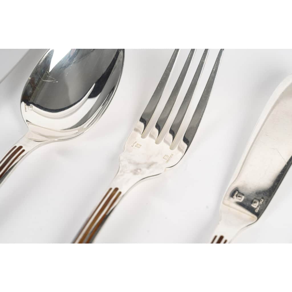 Ménagère « Talisman » métal argenté et Laque de Chine sienne de Christofle – 162 Pièces 7