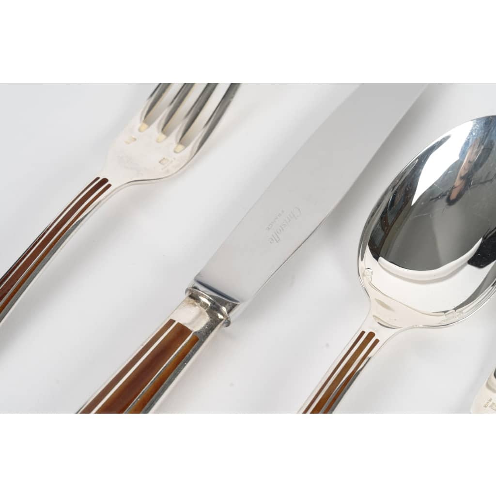 Ménagère « Talisman » métal argenté et Laque de Chine sienne de Christofle – 162 Pièces 8