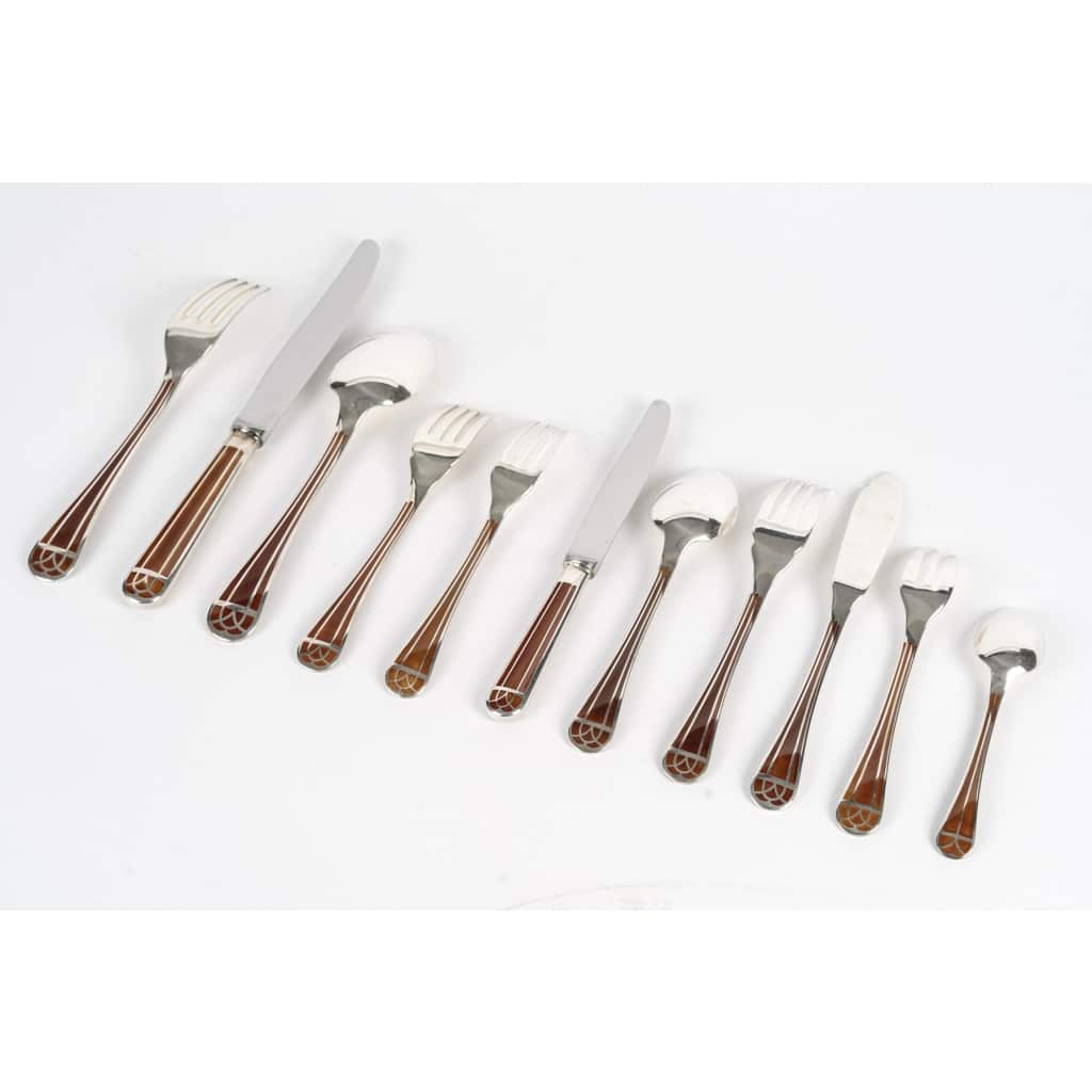 Ménagère « Talisman » métal argenté et Laque de Chine sienne de Christofle – 162 Pièces 9