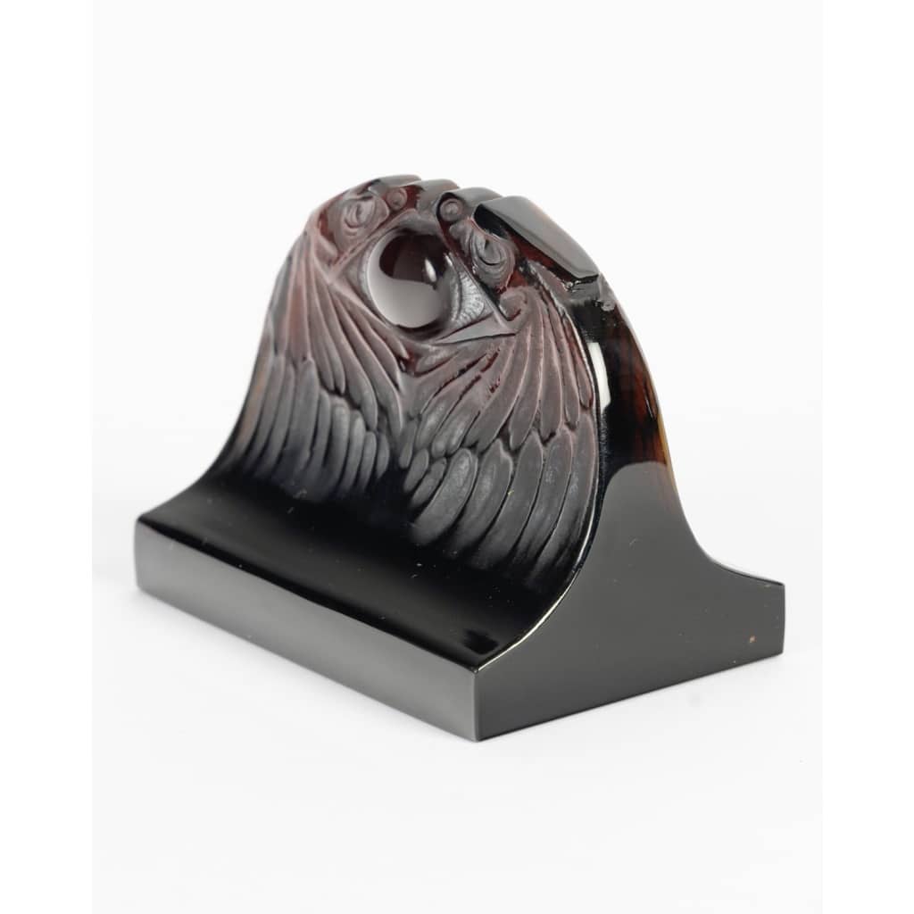 Presse-Papiers « Deux Aigles » verre ambre foncé de René LALIQUE 4