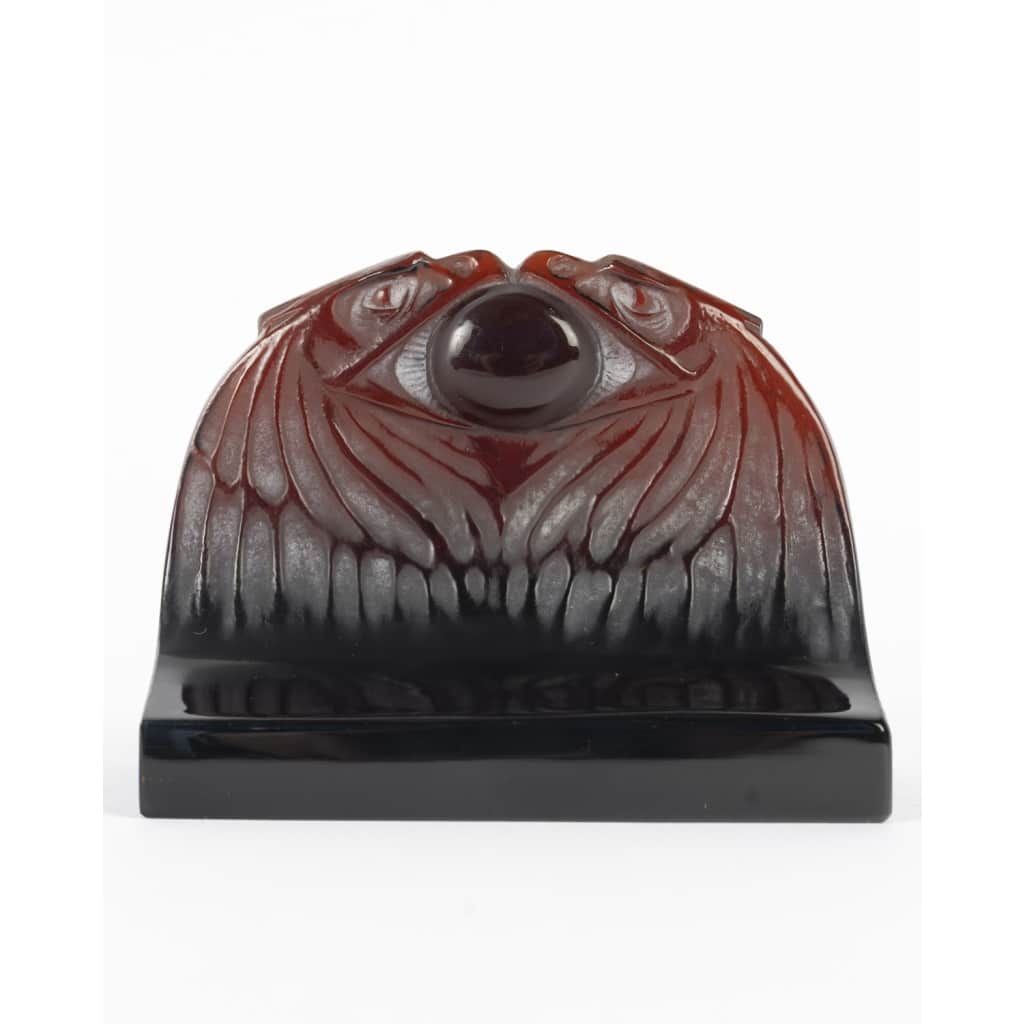 Presse-Papiers « Deux Aigles » verre ambre foncé de René LALIQUE 3