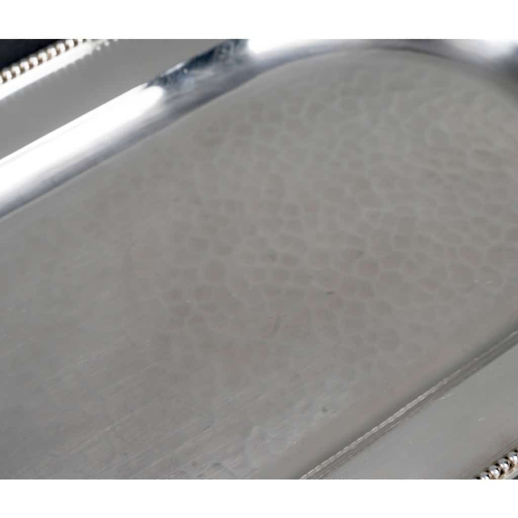 Plateau Moderniste Art Déco métal argenté martelé de Jean DESPRES 4