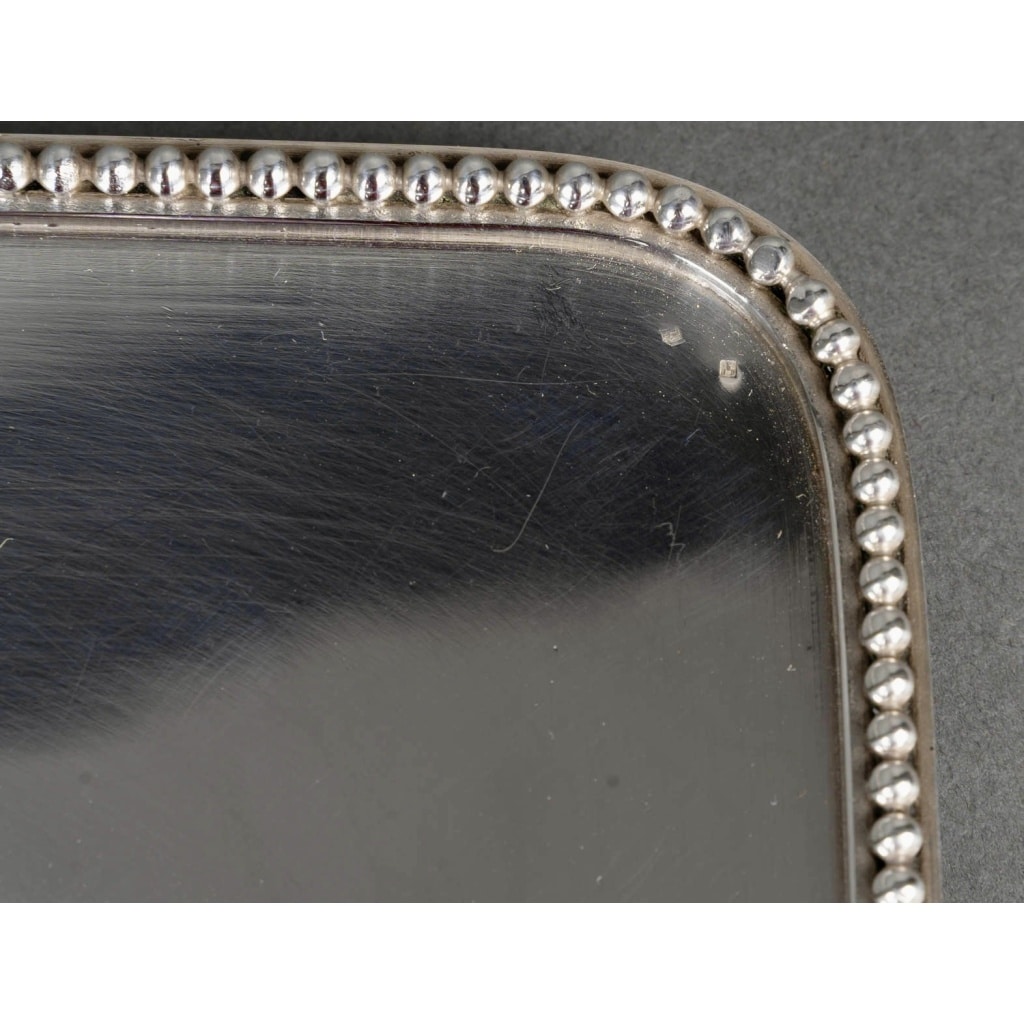 Plateau Moderniste Art Déco métal argenté martelé de Jean DESPRES 8